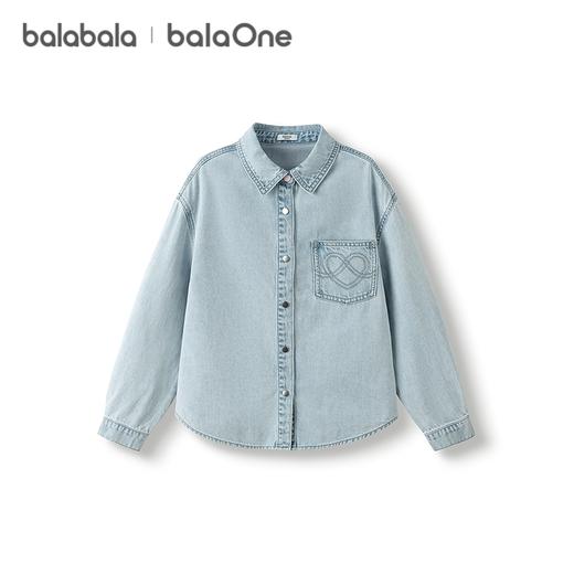 巴拉巴拉balaOne女童衬衫儿童长袖2025新款秋全棉牛仔衫舒适外套 商品图4