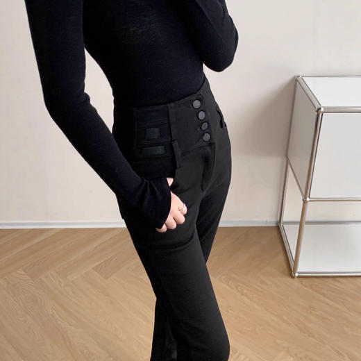 高腰小脚裤女款！2025秋冬小黑裤时髦牛仔铅笔裤外穿打底裤子！ 商品图1