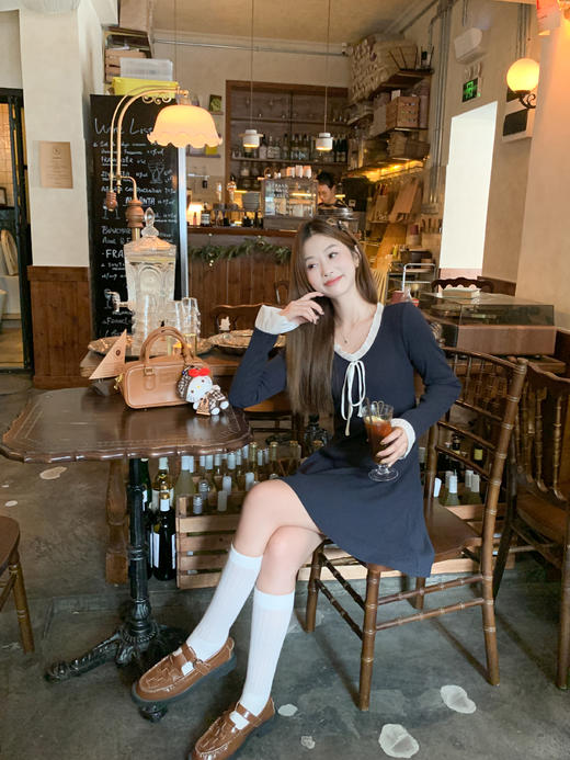 【149元任选2件】现货！V领长袖针织连衣裙 商品图6