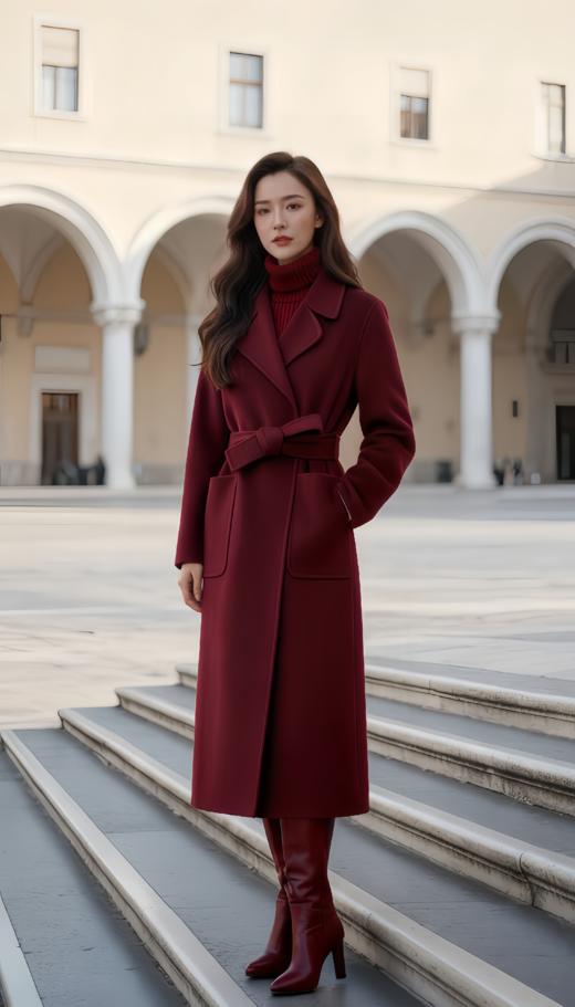 侧开叉翻领两大包双面手工大衣 商品图3