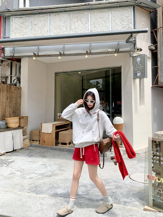 【179元任选2件】现货！灰色猫咪印花套头连帽卫衣 商品图6