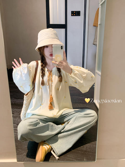 【149元任选2件】现货！系带领泡泡袖衬衫 商品图12