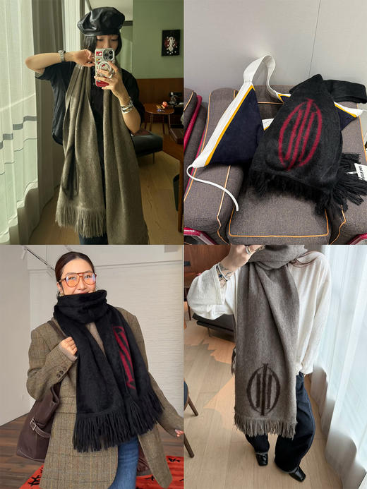 HIDEMI 大秀款青藏高原可溯源牦牛绒拉毛长拉绒logo系列加厚款围巾 商品图3