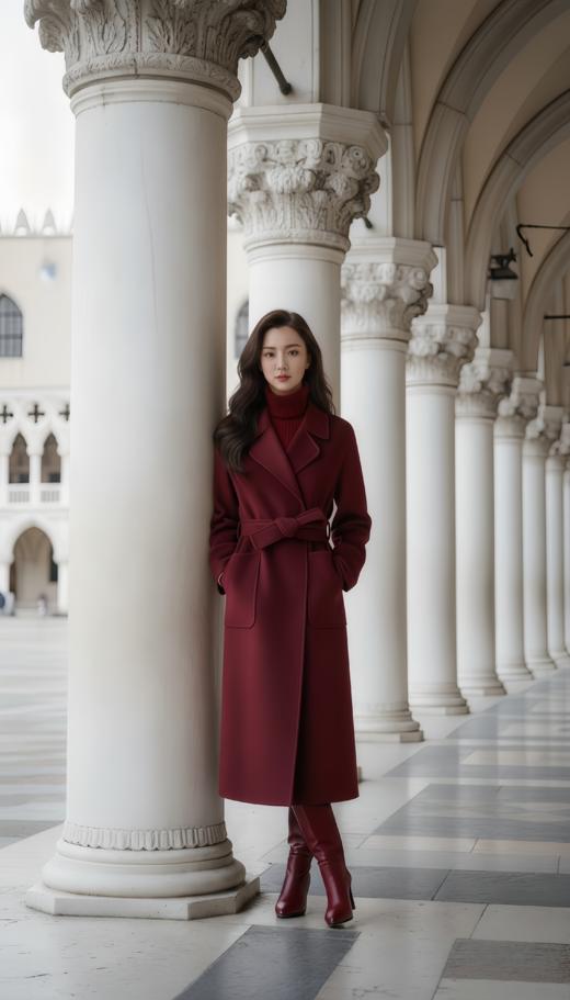 侧开叉翻领两大包双面手工大衣 商品图2