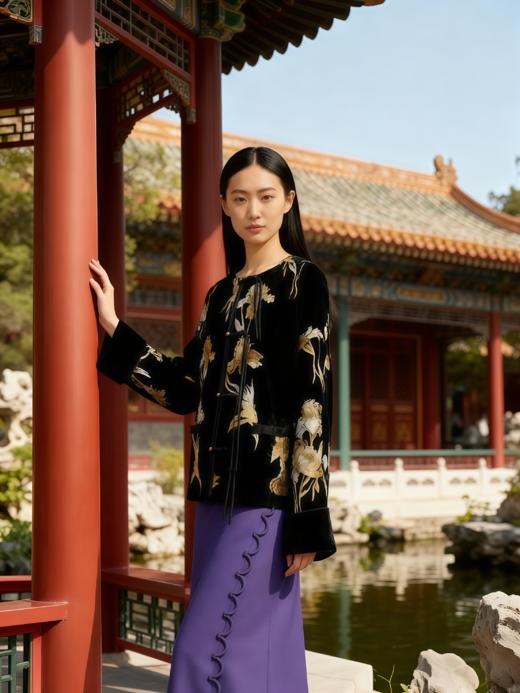 翻折撞色袖口国风外套 商品图3