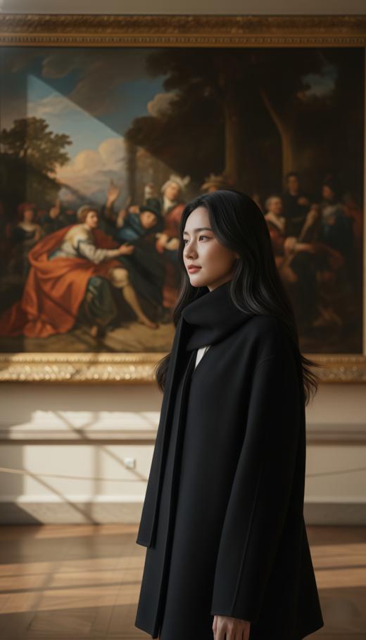 无领围巾款珠边双面手工短大衣 商品图1