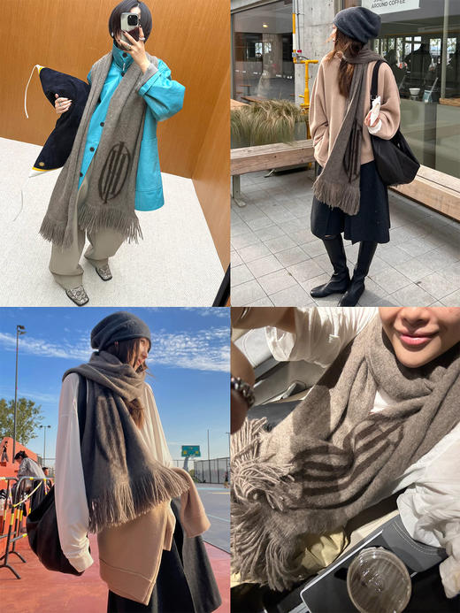 HIDEMI 大秀款青藏高原可溯源牦牛绒拉毛长拉绒logo系列加厚款围巾 商品图1