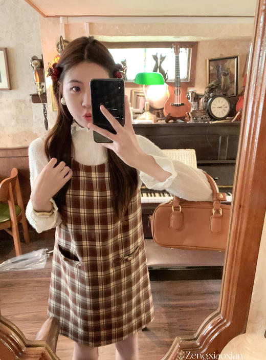 【169元任选2件】现货！红咖格子背心裙 商品图5