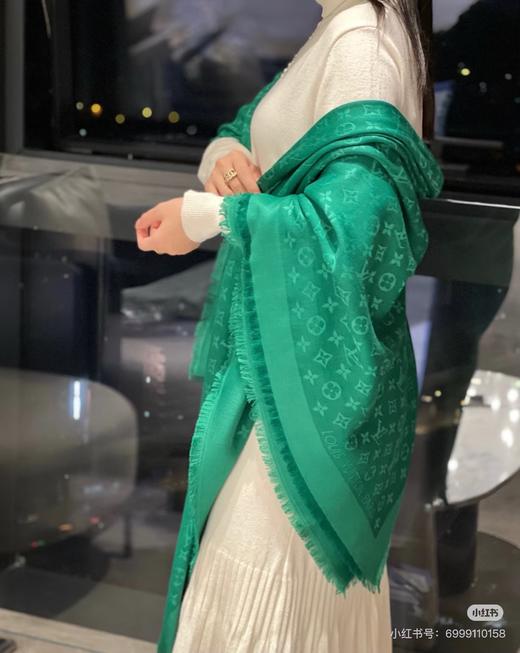 驴家Monogram绿色丝巾围巾披肩 商品图7