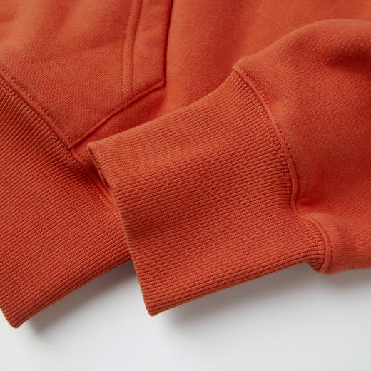ROMI STUDIO抓绒版重磅平纹密棉橘色短款连帽套头卫衣 RWCAS66489 商品图4