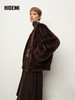 HIDEMI 进口拉贡皮毛一体拉链立领口袋大衣外套 乌木棕 商品缩略图1