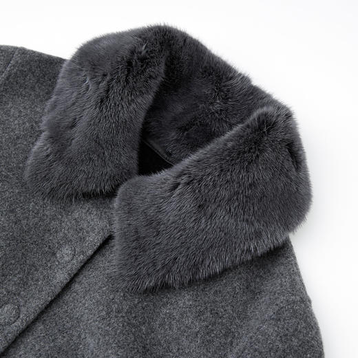 ROMI STUDIO水貂皮草毛领澳洲羊毛短款夹克毛呢外套RWCWWG6553【可拆卸水貂毛领】 商品图3