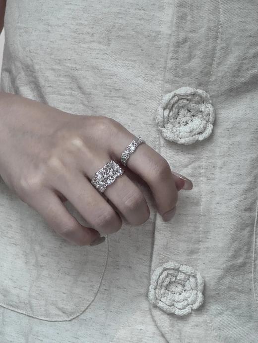 出口英国~【925银蕾丝戒指】2款可选！全部是手工做出来的！古法镂空工艺S925银材质，还有锆石镶嵌~开口戒，可以调节开口围度WD 商品图1
