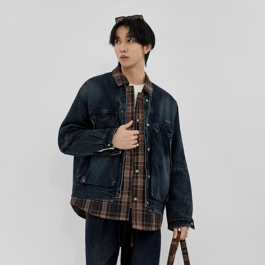 HX 冬季水洗牛仔翻领薄羽绒服假两件设计时尚保暖Z100440105101 商品图3