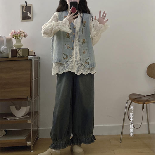 裁缝学苑AS590复古马甲蕾丝衬衫纸样牛仔裤花边套装女装样板 商品图4
