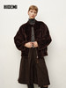 HIDEMI 进口拉贡皮毛一体拉链立领口袋大衣外套 乌木棕 商品缩略图0
