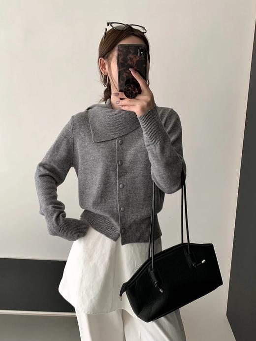 温润老钱～【定制量感围脖针织开衫】LP家同源100%顶级全羊毛！设计感围脖领自带腔调，修饰脸型与颈部线条，舒适自在WD 商品图3