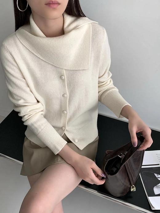 温润老钱～【定制量感围脖针织开衫】LP家同源100%顶级全羊毛！设计感围脖领自带腔调，修饰脸型与颈部线条，舒适自在WD 商品图4