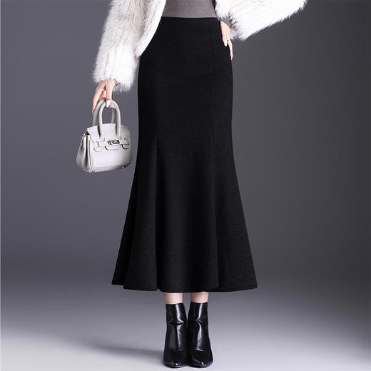 QYM 2566-Y奥粒绒鱼尾裙中长款包臀裙时尚气质半身裙 商品图0