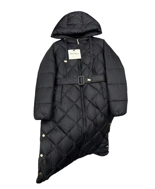 女款连帽腰带长款羽绒服 商品图0