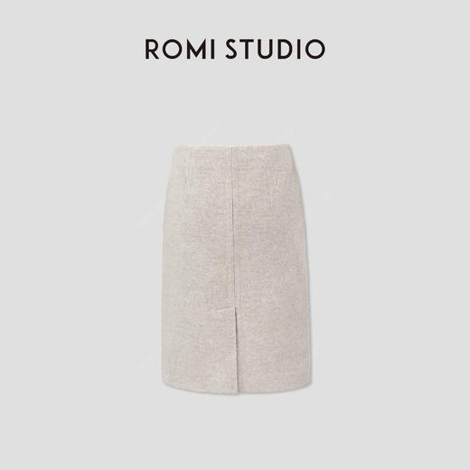 ROMI STUDIO“羊驼澳毛”秋冬细腻毛呢简约直筒半身裙RWBWXG1787 商品图1