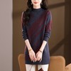 103-26769半高领针织连衣裙女秋冬季斜纹修身中长款气质显瘦保暖百搭毛衣裙 商品缩略图2
