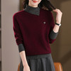 13-68812025年秋冬新款100纯羊毛衫女撞色半高领针织衫气质显瘦打底毛衣 商品缩略图2