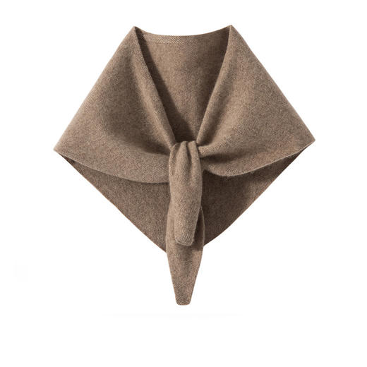 丁摩 100%纯山羊绒小三角巾女针织领巾护颈围脖秋冬新披肩外搭围巾5ZF-804 商品图1