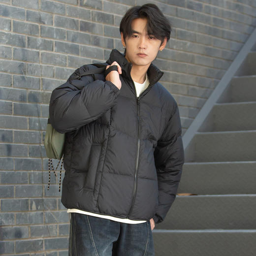 DRONKOO 2025 立领下摆橡筋织带绗缝基础短款厚羽绒服 商品图3