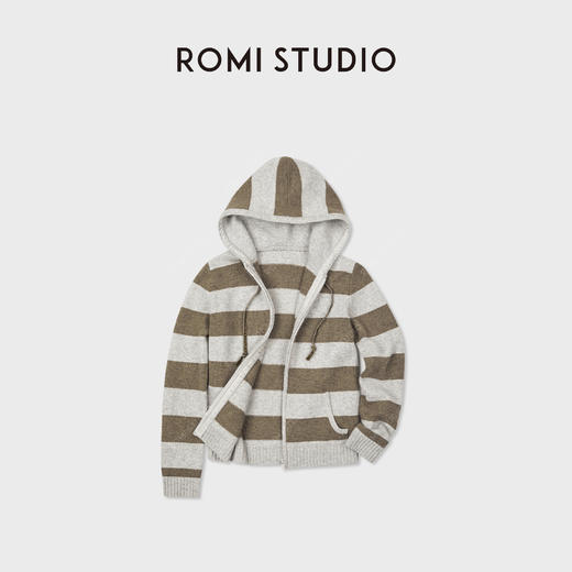 ROMI STUDIO“松弛慵懒”纯羊毛细密绒感低饱和条纹卫衣 RWCAW66645 商品图3