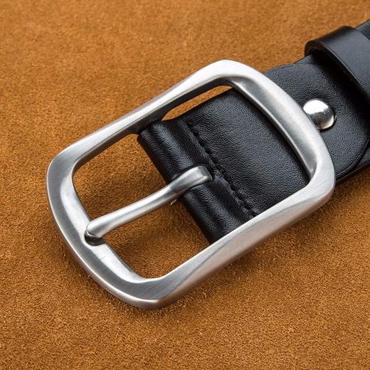 头层牛皮皮带不锈钢扣男士百搭腰带真皮针扣 商品图2