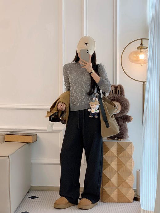 1027-1 亲戚工厂 一手渠道货 月亮提花 超细美丽奴羊毛 圆领针织衫 打底衫 商品图3