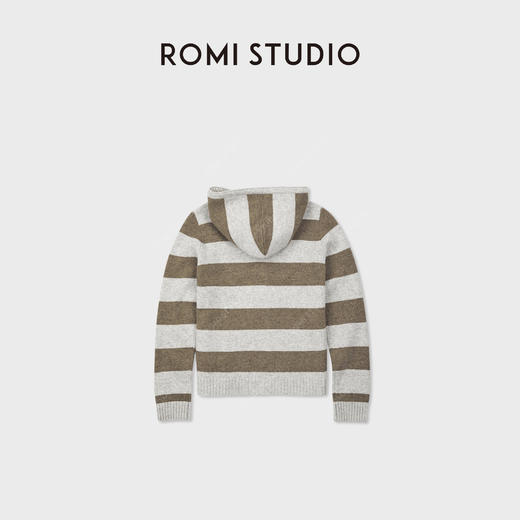 ROMI STUDIO“松弛慵懒”纯羊毛细密绒感低饱和条纹卫衣 RWCAW66645 商品图2
