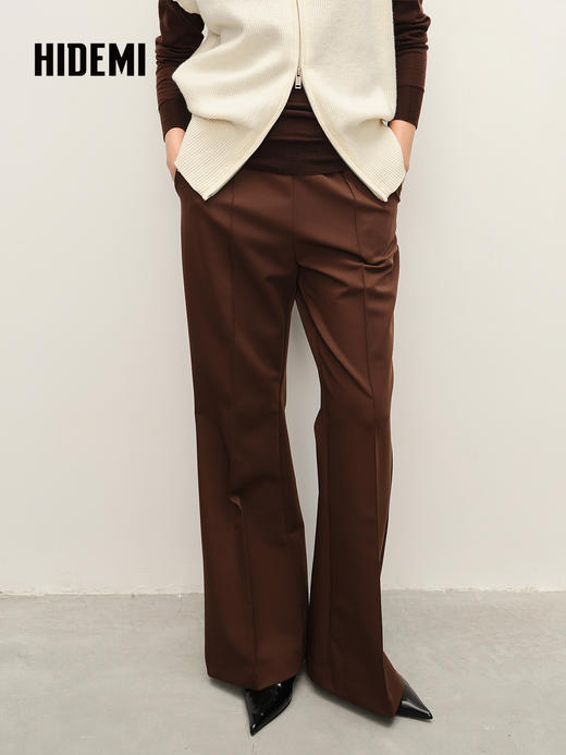 HIDEMI 显瘦中高腰喇叭长裤神裤 军绿色/咖啡色/黑色 商品图2