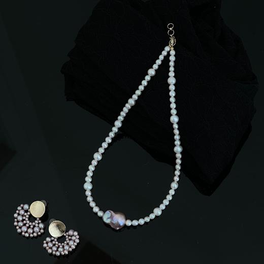 【甄珠贝】九紫离火套装 松弛巴洛克项链和 同色系耳环套装 商品图2