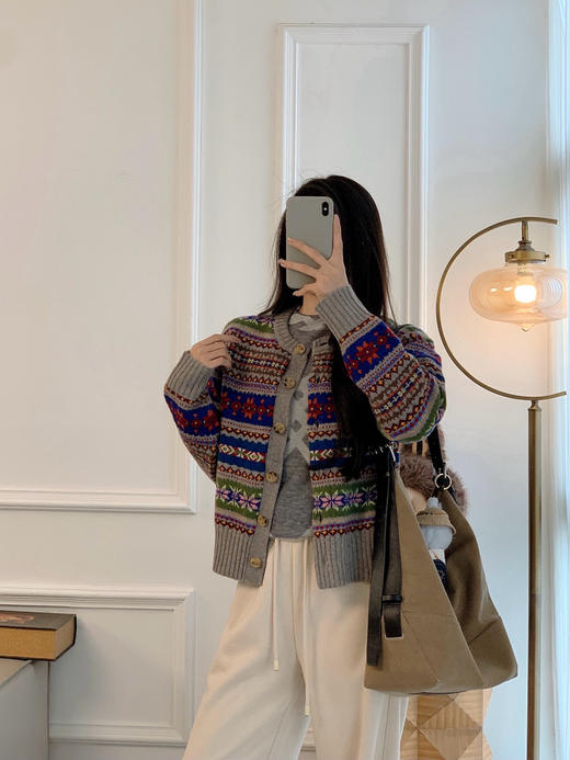 1027-2 亲戚工厂 一手渠道货 小马 费尔岛提花 复古针织开衫 商品图14