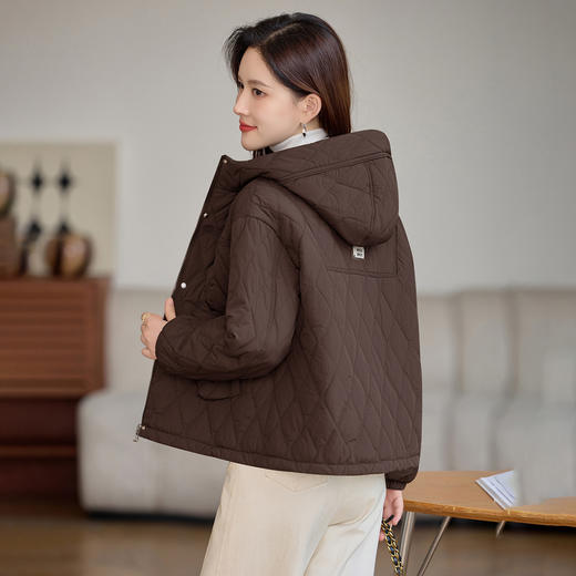 丁摩 夹棉外套女秋冬新款夹棉高端大码保暖棉衣棉服5ZF-9973 商品图2