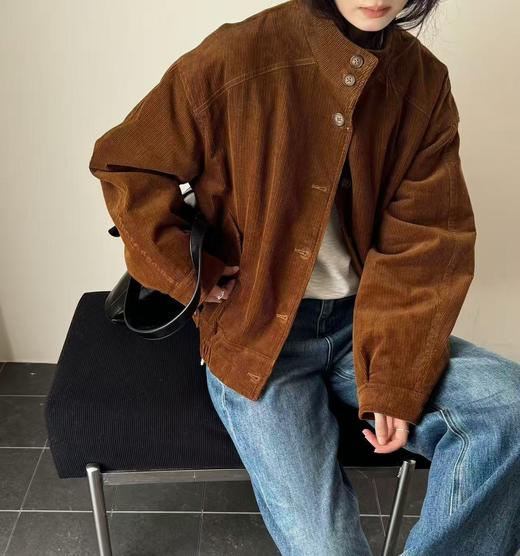老米优品🎈3-5天! 韩代同款《工装风立领100%棉灯芯绒棉服》美拉德色系纯棉灯芯绒，内绗棉加棉设计厚实保暖棉衣棉服 WT251026A 商品图0