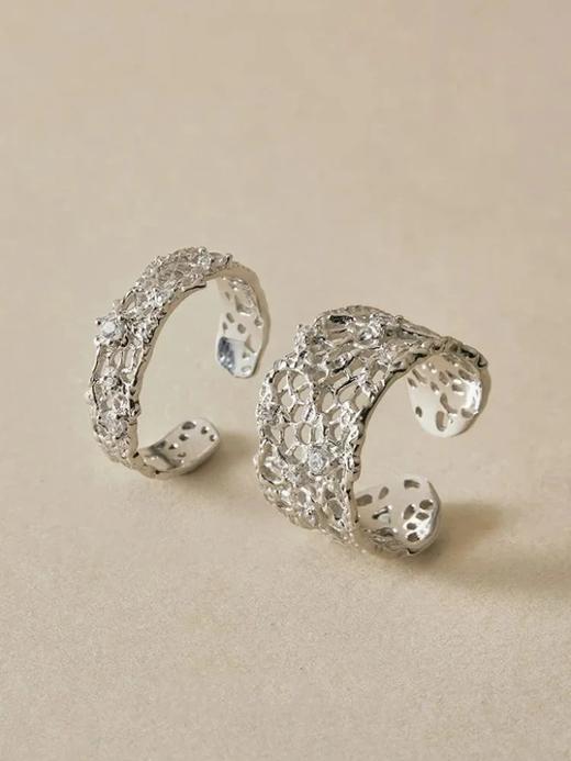 出口英国~【925银蕾丝戒指】2款可选！全部是手工做出来的！古法镂空工艺S925银材质，还有锆石镶嵌~开口戒，可以调节开口围度WD 商品图9