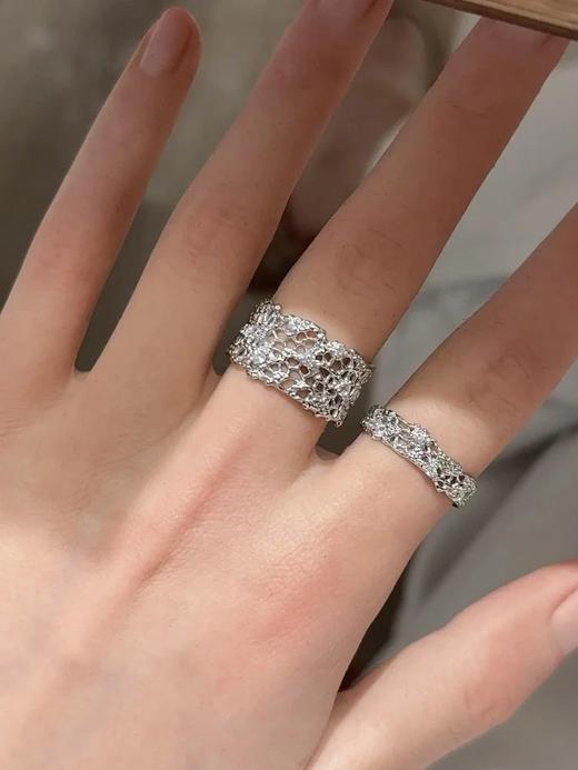 出口英国~【925银蕾丝戒指】2款可选！全部是手工做出来的！古法镂空工艺S925银材质，还有锆石镶嵌~开口戒，可以调节开口围度WD 商品图6