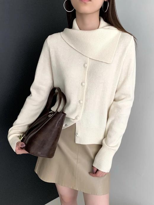 温润老钱～【定制量感围脖针织开衫】LP家同源100%顶级全羊毛！设计感围脖领自带腔调，修饰脸型与颈部线条，舒适自在WD 商品图1