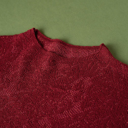 【林栖设计小店】（现货）镂空提花套头毛衣复古优雅修身显瘦2026早春新款长袖上衣G1961219 商品图1