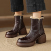 【预售5天】秋冬新款时尚百搭真皮羊毛保暖雪地靴粗跟厚底增高跟短靴女TYMXY&7037 商品缩略图1