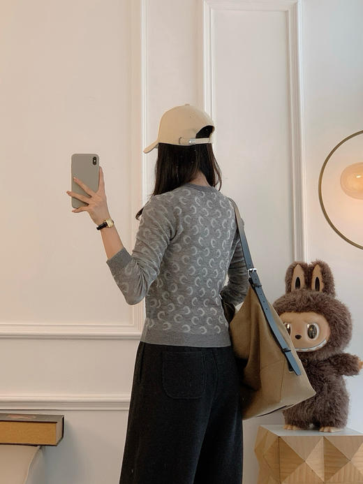 1027-1 亲戚工厂 一手渠道货 月亮提花 超细美丽奴羊毛 圆领针织衫 打底衫 商品图5