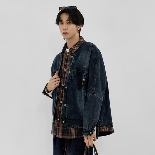 HX 冬季水洗牛仔翻领薄羽绒服假两件设计时尚保暖Z100440105101 商品图4