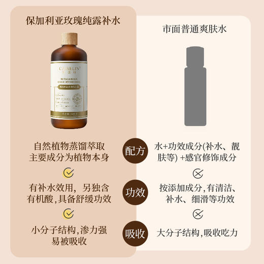 补水神器！【CAISELIN彩瑟琳--保加利亚玫瑰纯露500ml】纯纯的进口玫瑰花水成分、补水保湿提亮肤色、日常护肤滋润光泽、温和舒缓不刺激、一瓶多效敏感肌可用 商品图6