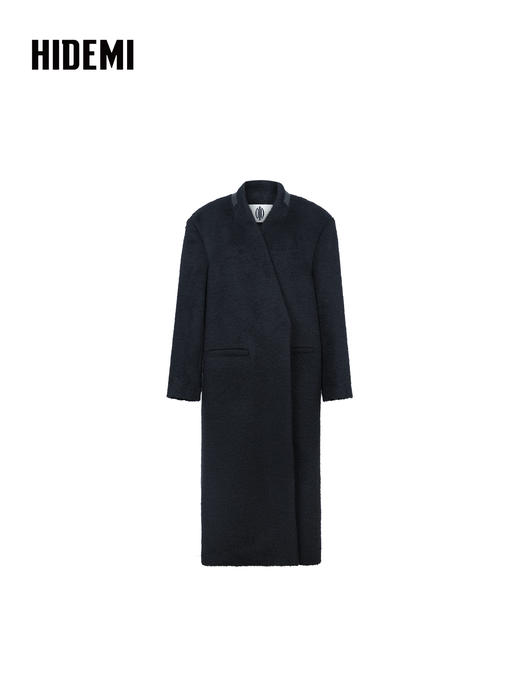 HIDEMI 大秀款进口羊毛长毛苏利V领极简廓形长款立裁西装权威大衣 商品图4