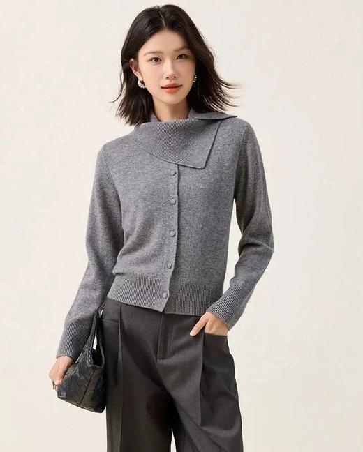 温润老钱～【定制量感围脖针织开衫】LP家同源100%顶级全羊毛！设计感围脖领自带腔调，修饰脸型与颈部线条，舒适自在WD 商品图5