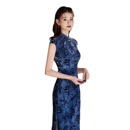 GX港风植绒无袖旗袍2025初秋新款时尚改良新中式年轻少女修身旗袍裙 商品图4