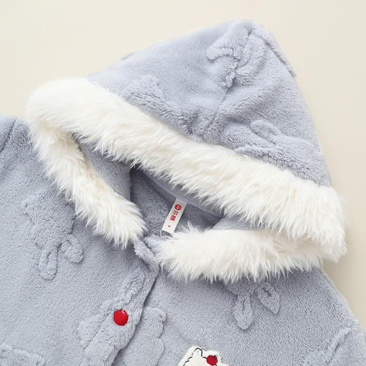 芬腾女士珊瑚绒睡衣秋冬季加绒加厚连帽套装女款法兰绒可爱家居服 商品图2